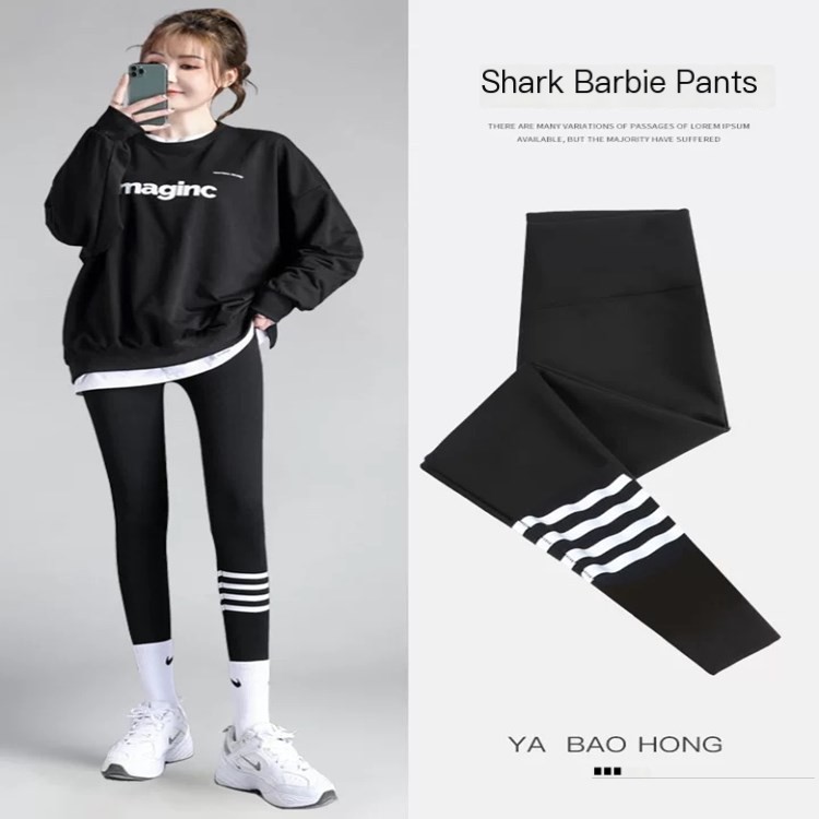 Shark Pants Women Wear Thin Black Leggings