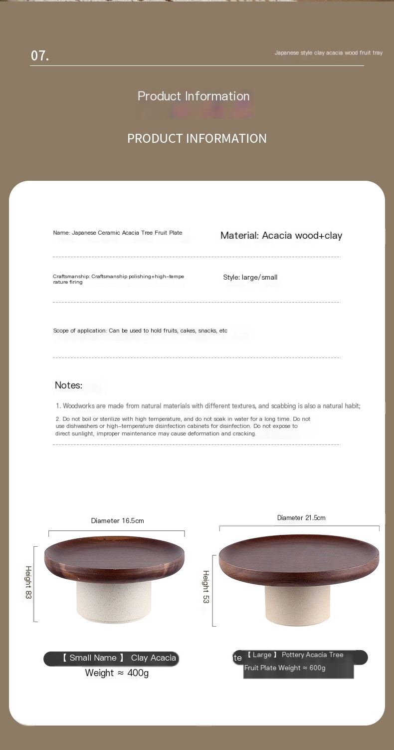 Retro Japanese Acacia Cake Display Tray 9
