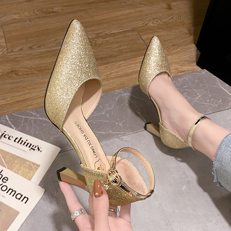 Summer Ankle Strap High Heels - Silver
