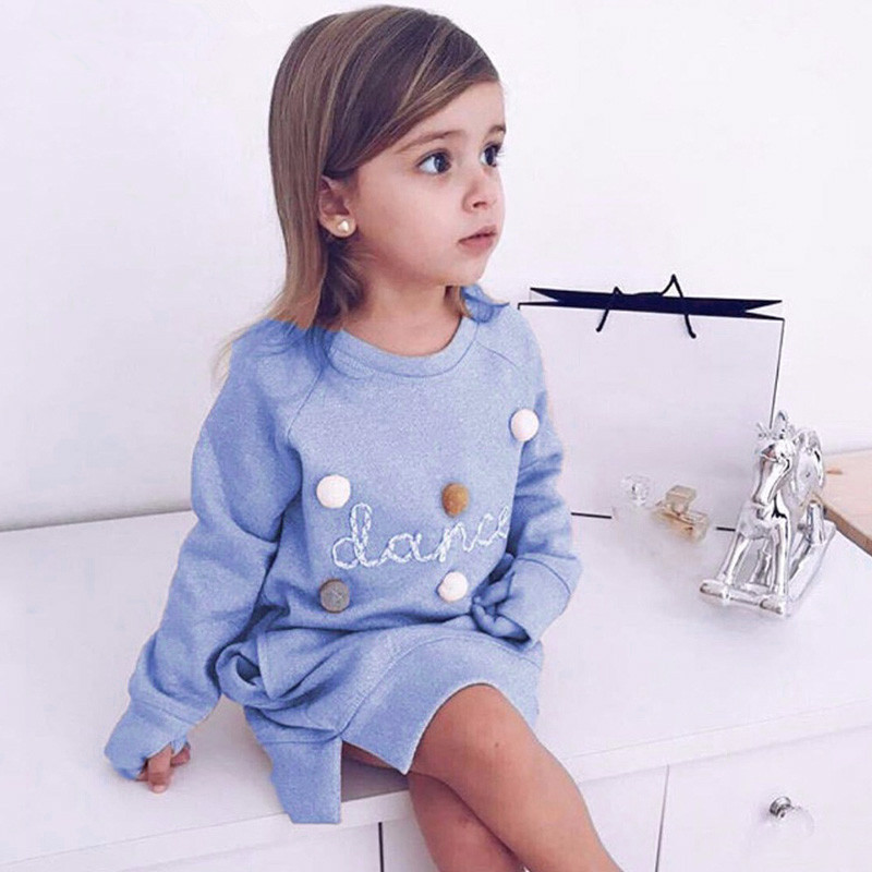 Girls dress long sleeve letter ball sweater image