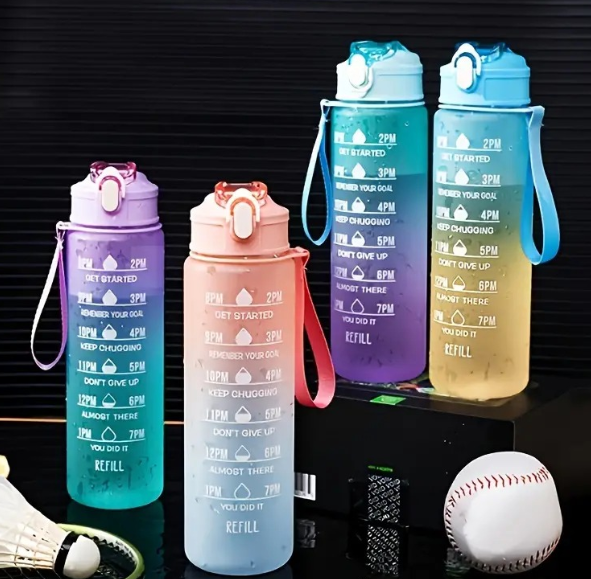 Large-capacity One-button Bouncing Belt Straw Portable Water Cup