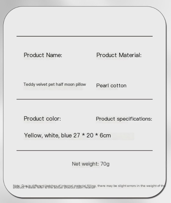 U-Shaped Puppy Pillow Blue