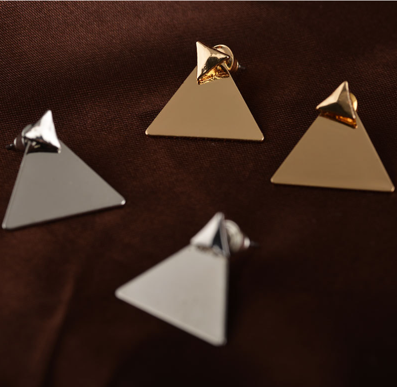 Gold Geometric Triangle Earrings