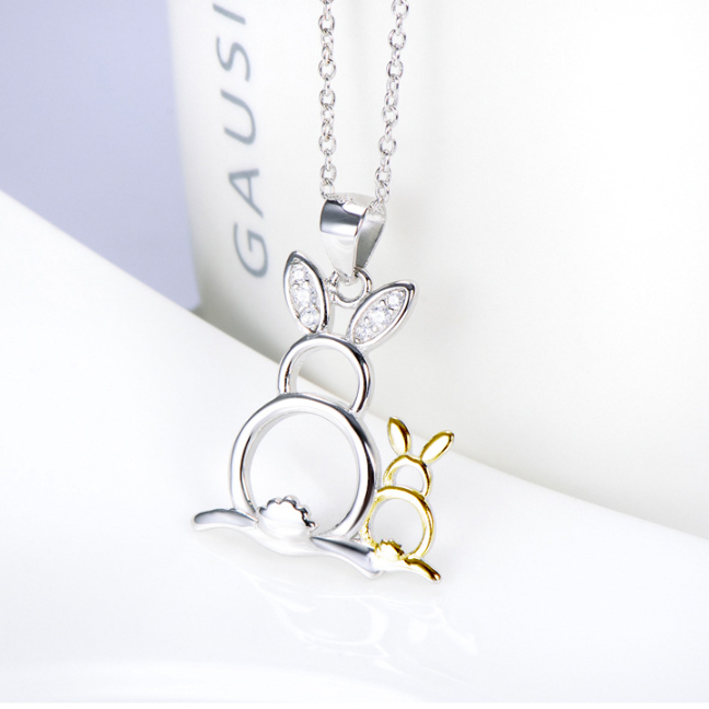 Elegant women's necklace with rabbit pendants