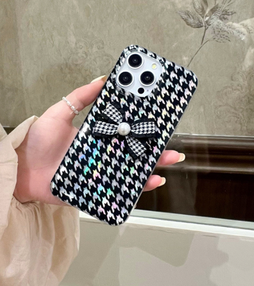 Lattice Bowknot Iron Ring Soft Phone Case