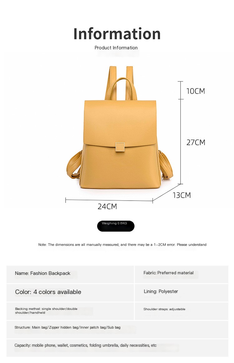 Soft Leather All-match Student Fashion Travel Bag