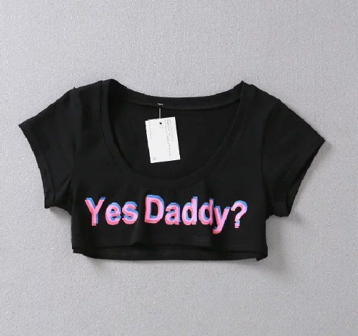 Letter Print T-Shirt in Black