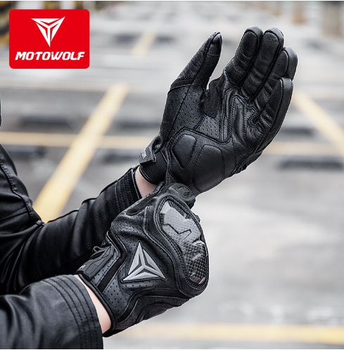 Breathable Motorcycle Racing Leather Gloves - Image 3