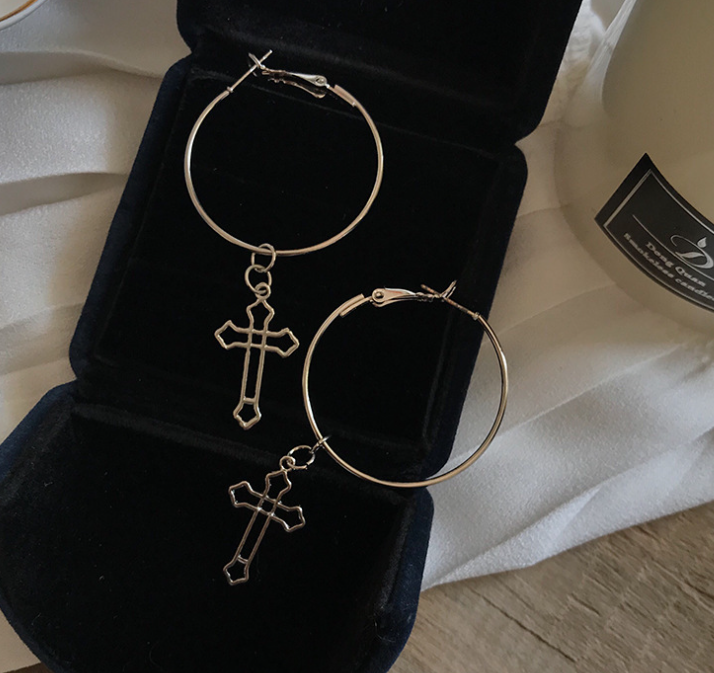 Cross Earrings Silver