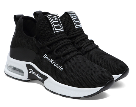 High-heeled Breathable Mesh Shoes - Black and White