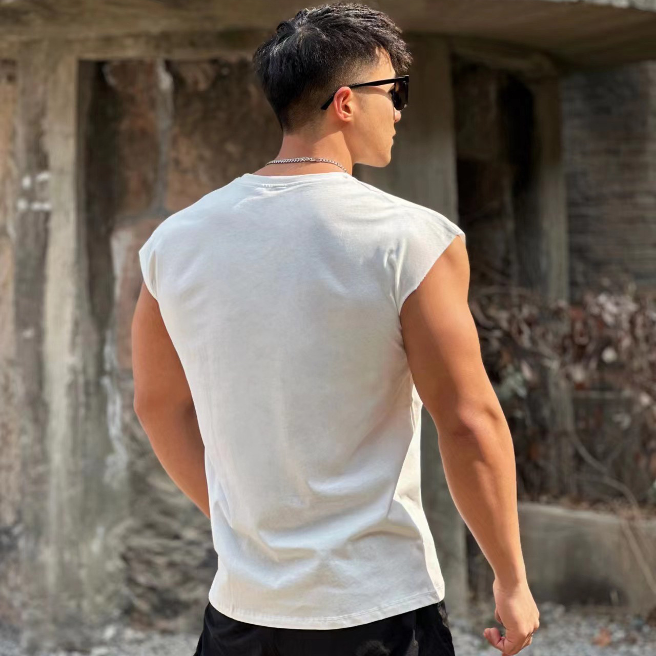 White Sleeveless T-Shirt