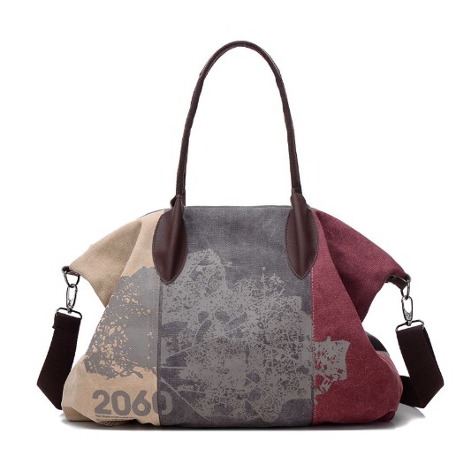 Canvas Shoulder Bag Purple Coffee