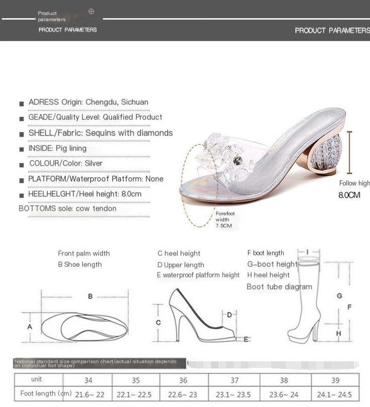 Fashionable Transparent Heeled Slides