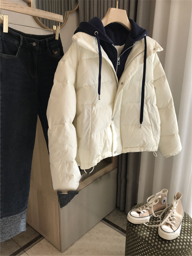 Women’s Fake Two-piece Hooded Sweater Down Jacket Image 2