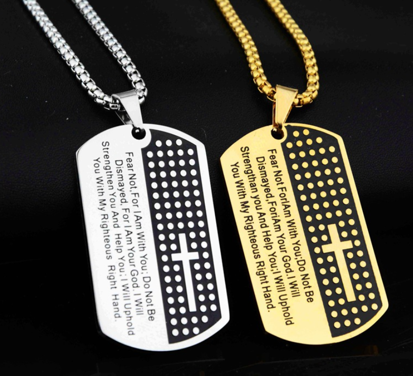 Christian Scripture Tag Necklace Detail