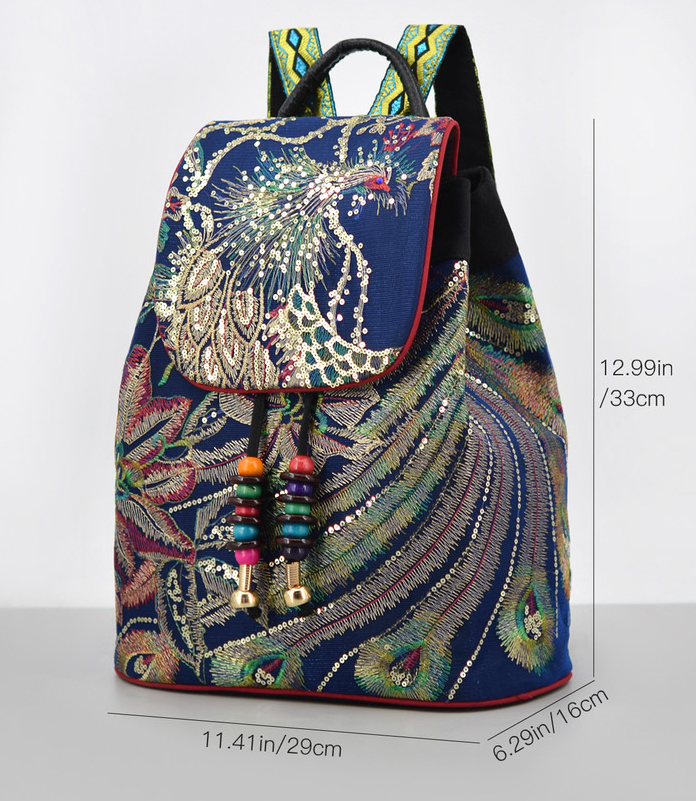 Ethnic Print Backpack Image 1