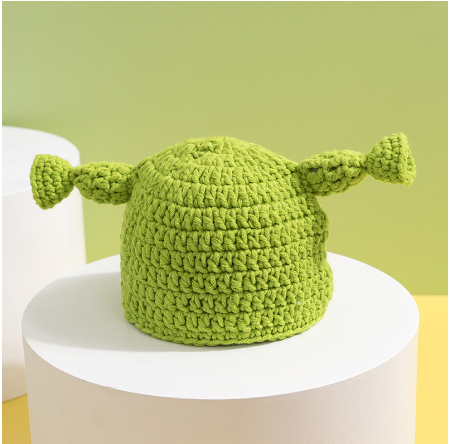 Green Cartoon Funny Knitting Wool Hat Image 2