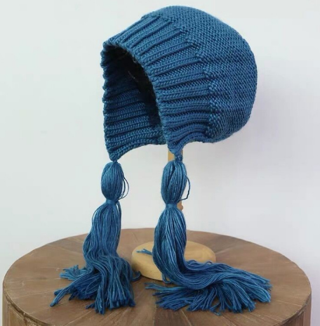 Gorro de Lana Trenzado Largo Rosa