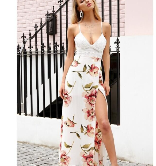 Spliced Open-Back Dress