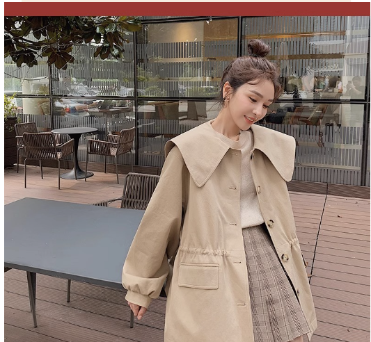 Women's Waist Small Windbreaker Mid-length Coat Image 3