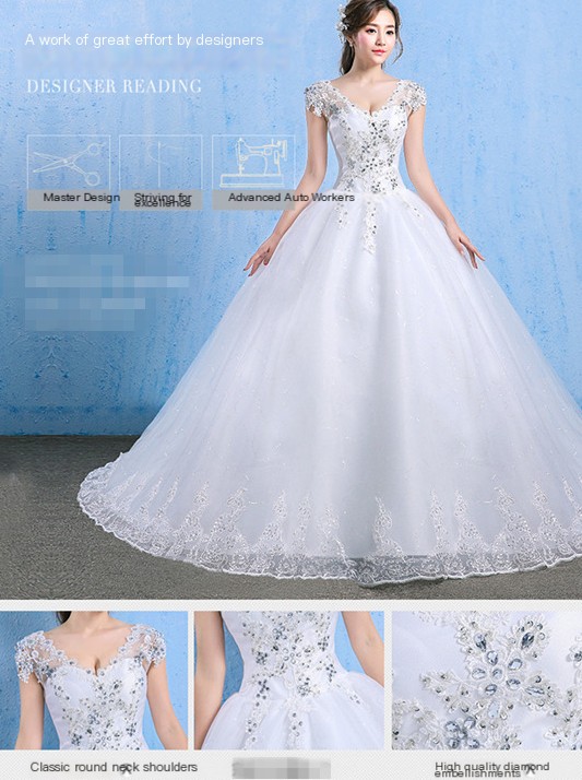 Luxury Spark Wedding Dress V-Neck Lace Appliques Rhinestone Bride Gowns 2024 Open Back Cap Sleeve Beach vestidos de novia