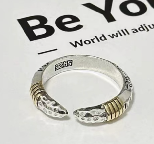 Ring Thai Silver Vintage Men's Aggressive - Black