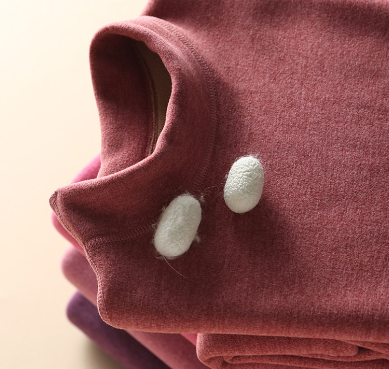 Women's Lamb Cashmere Thermal Set - Soft Fabric Texture Close-up Detail