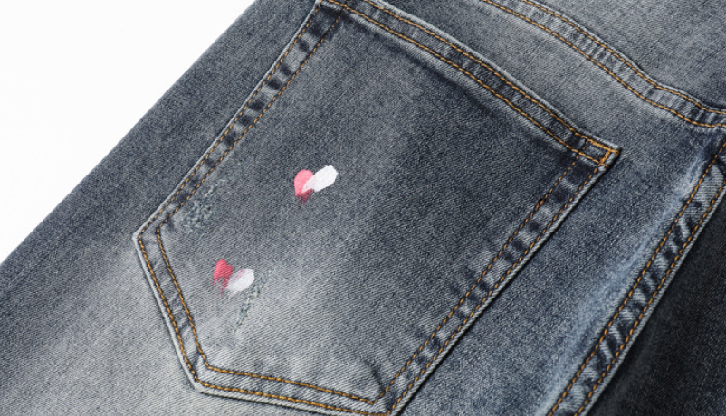 Colored Ink Graffiti Ripped Slim Stretch Jeans 7