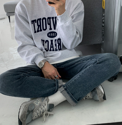 Quality Cotton American O-Neck Letter Sweatshirt Image 1