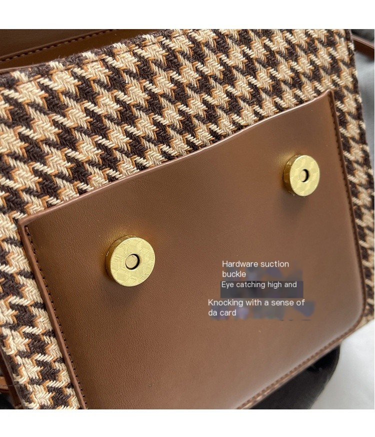 Fashion Simple Texture Check Small Square Bag Image 3