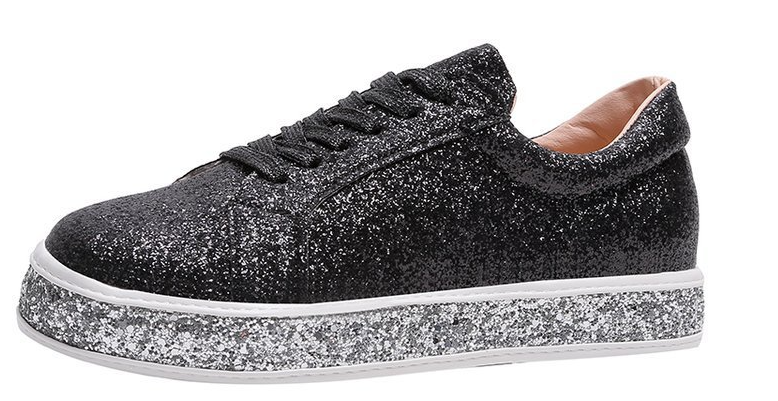 Colorful sequin round toe shoes