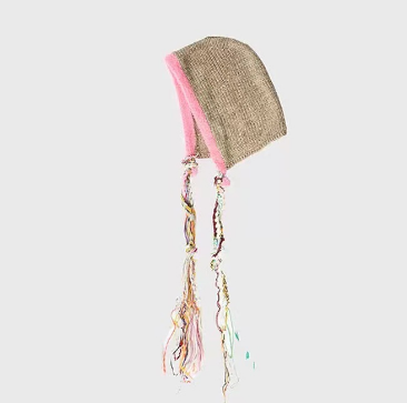 Rainbow Tassel Braid Contrast Wool Hat Khaki