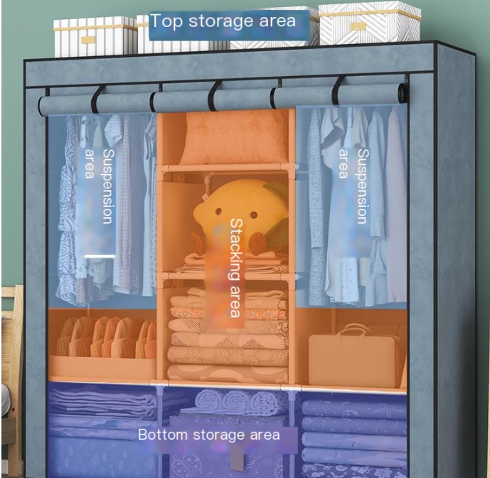 Purple reinforced non-woven fabric wardrobe