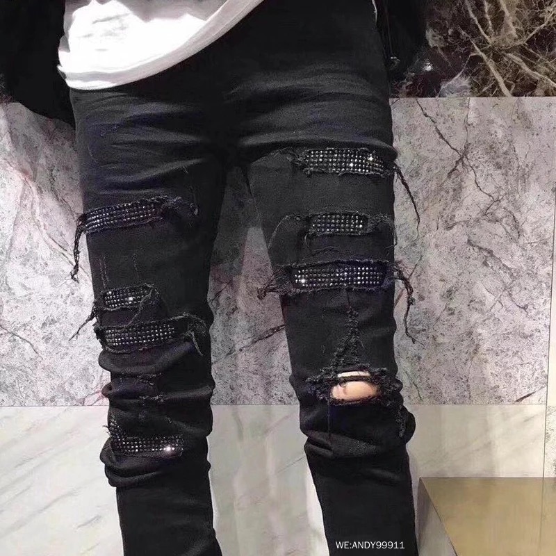 Black Distressed Denim Jeans Image 2