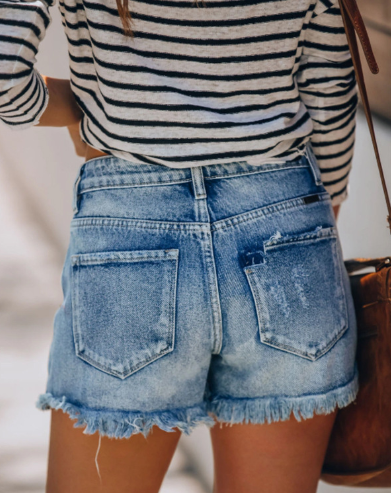 Distressed Denim Shorts Image 3