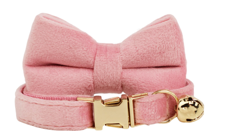 Khaki Velvet Cat Collar with Bow Tie