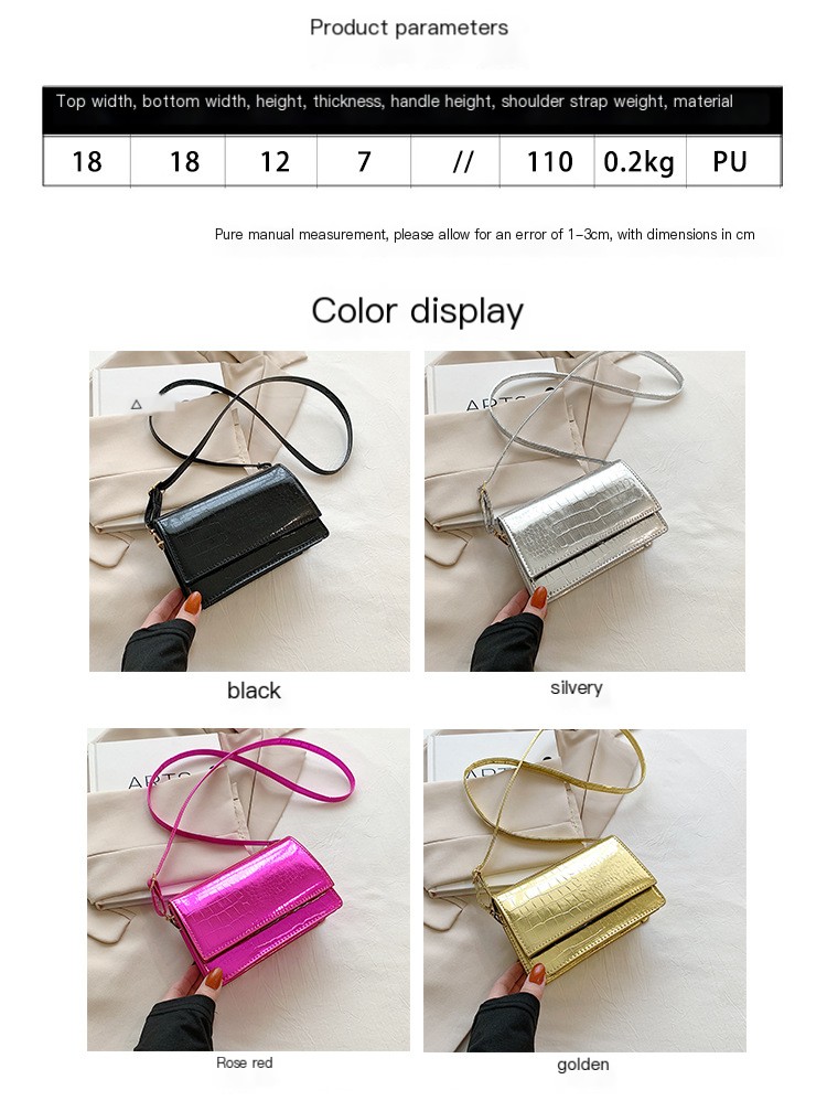 Crocodile Pattern Beaded Chain Crossbody Bag - 1