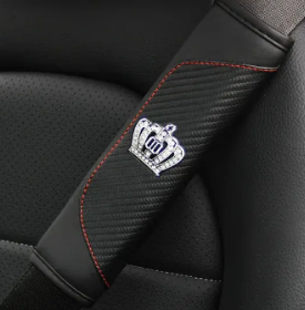 High Quality Diamond Crown Car Seat Belt Cover Shoulder Pad Handbrake Gear Lever Interior Accessories image