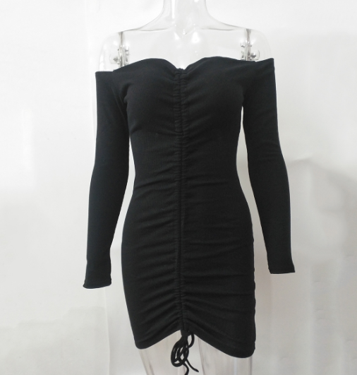 One-neck Long-sleeved Dress