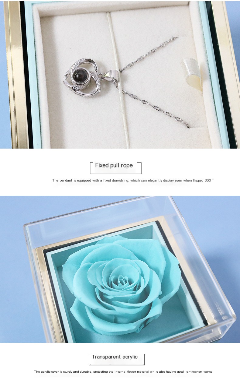 Creative Rotating Valentine's Day Eternal Flower Gift Box Rose Jewelry Box Ring Box Necklace Box Jewelry Packaging Box