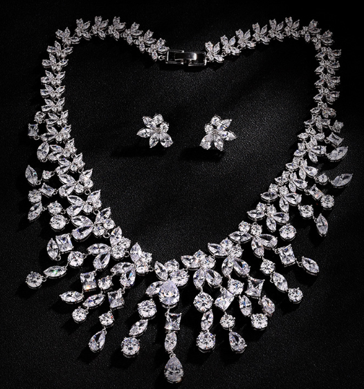 Elegant earrings and necklace