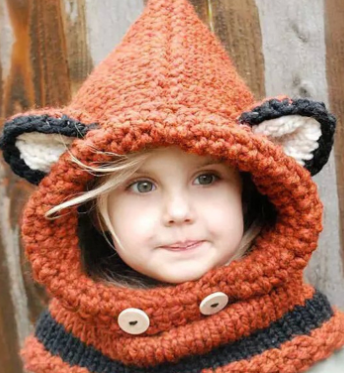 Stylish Handmade Chunky Yarn Fox Neck Warmer Hat