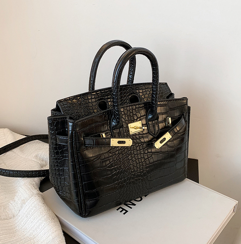 Crocodile Pattern Platinum Bag - Side View