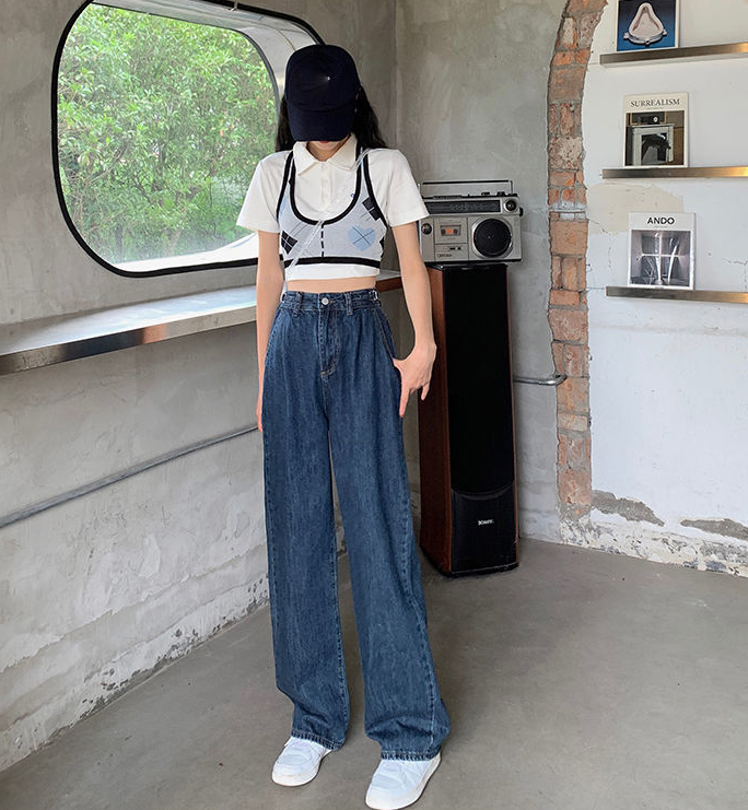 Blue Boyfriend Loose Fit Jeans - Side View