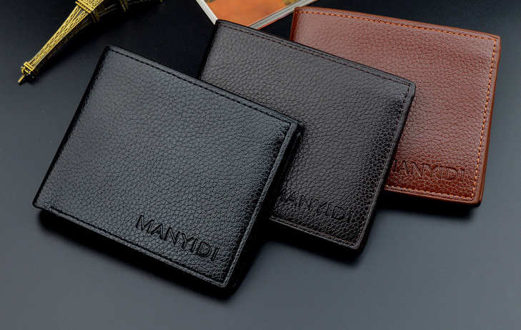Men's Short Driving License Wallet - Dark Brown