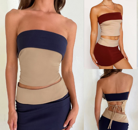Imogen Tube Top and Mini Set - Wine Red