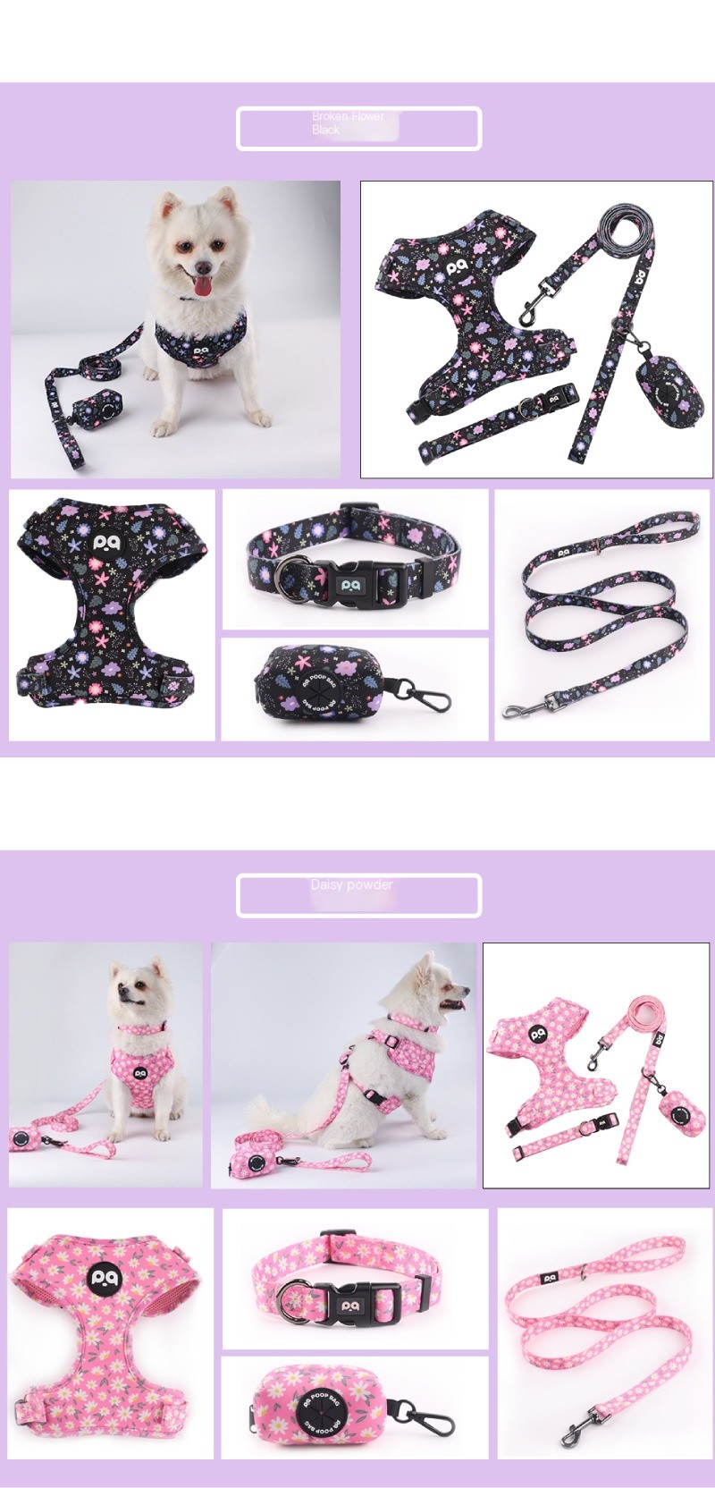 Pet Dog Hand Holding Rope Strap Suit - Pink Purple Gradient