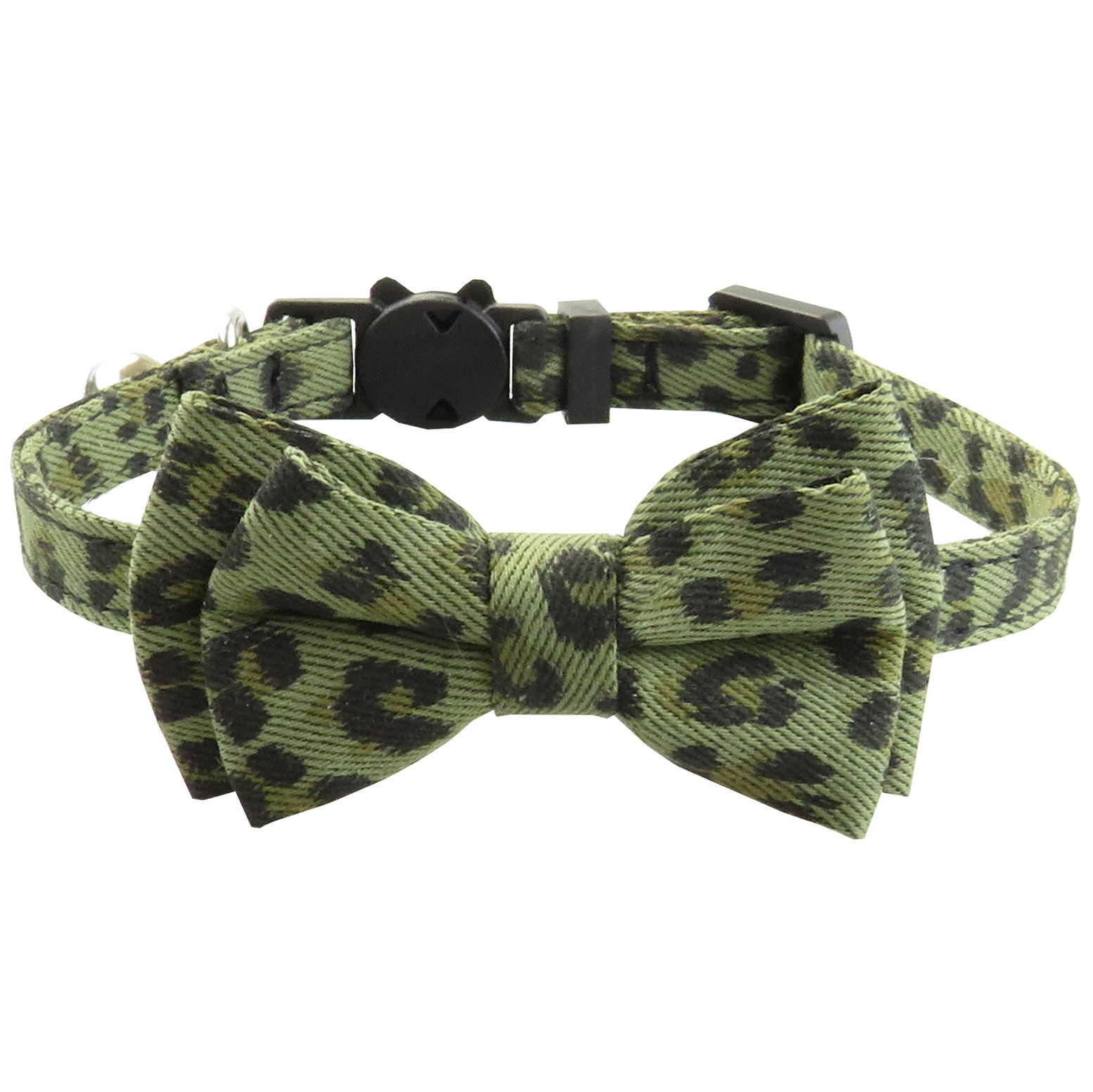 Leopard PurrBow Collar - Green