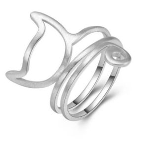 925 Silver Cat Ring Front View