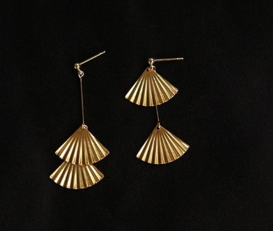 Gold Fan-Shaped Earrings